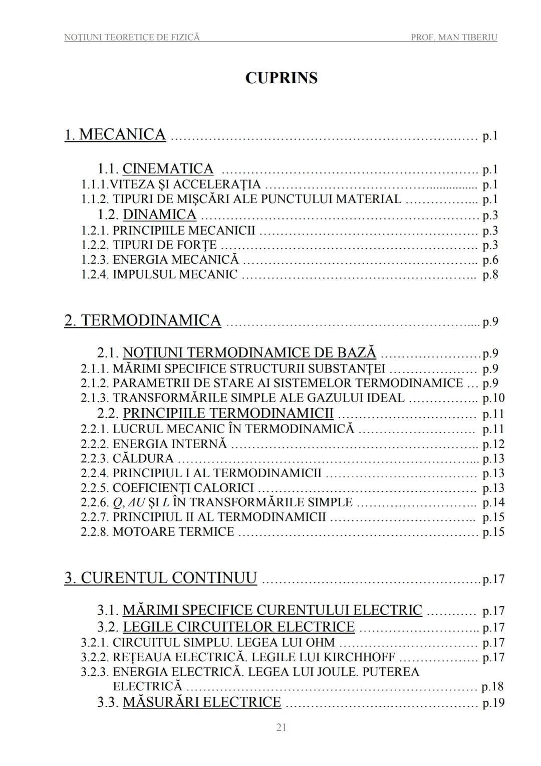--- OCR Start ---
NOTIUNI TEORETICE DE FIZICĂ - BACALAUREAT
PROF. MAN TIBERIU
NOȚIUNI TEORETICE DE FIZICĂ
PENTRU EXAMENELE DE BACALAUREAT
ȘI
