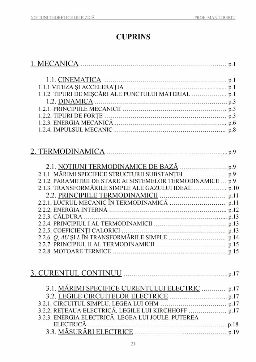 --- OCR Start ---
NOTIUNI TEORETICE DE FIZICĂ - BACALAUREAT
PROF. MAN TIBERIU
NOȚIUNI TEORETICE DE FIZICĂ
PENTRU EXAMENELE DE BACALAUREAT
ȘI