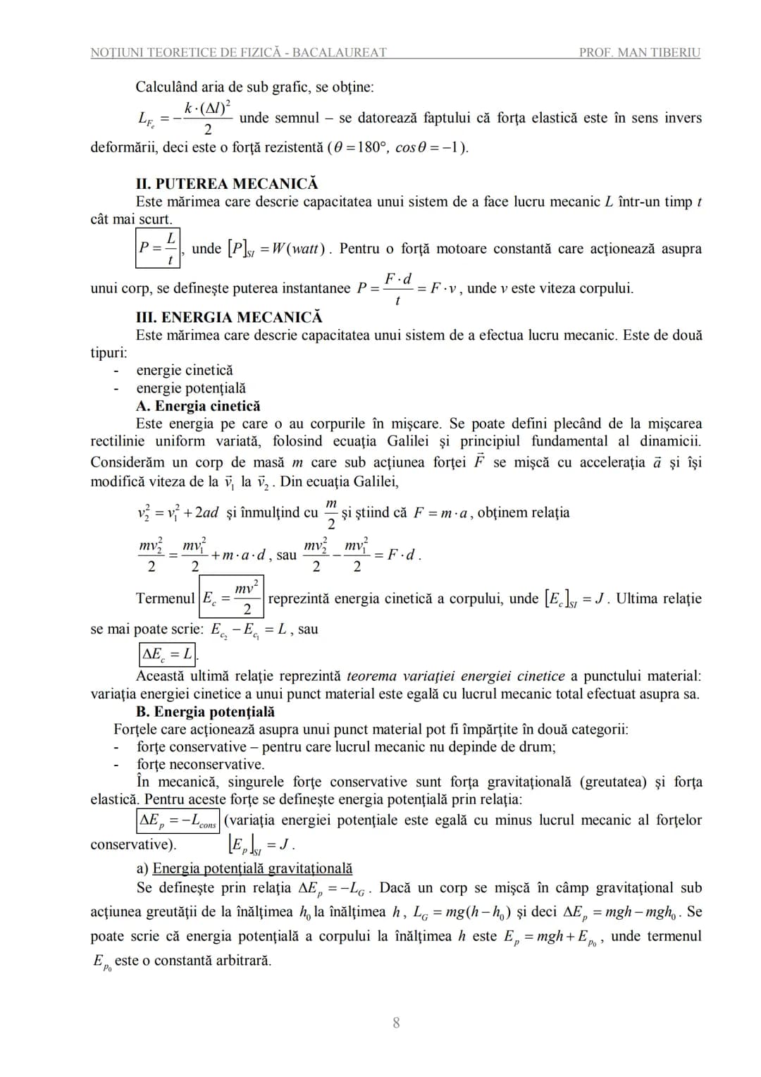 --- OCR Start ---
NOTIUNI TEORETICE DE FIZICĂ - BACALAUREAT
PROF. MAN TIBERIU
NOȚIUNI TEORETICE DE FIZICĂ
PENTRU EXAMENELE DE BACALAUREAT
ȘI