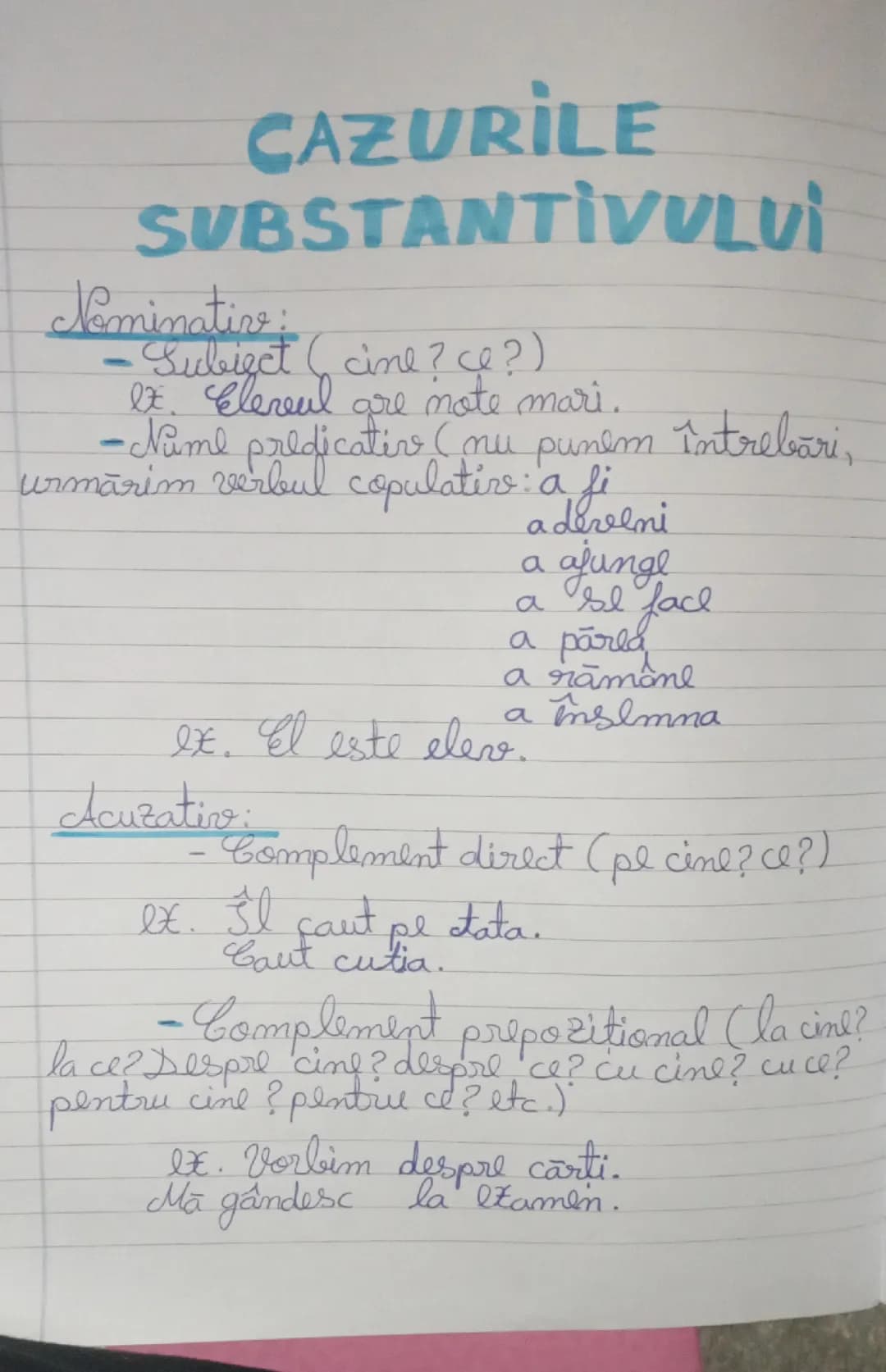 Cazurile substantivului.Fucțiile sintactice.