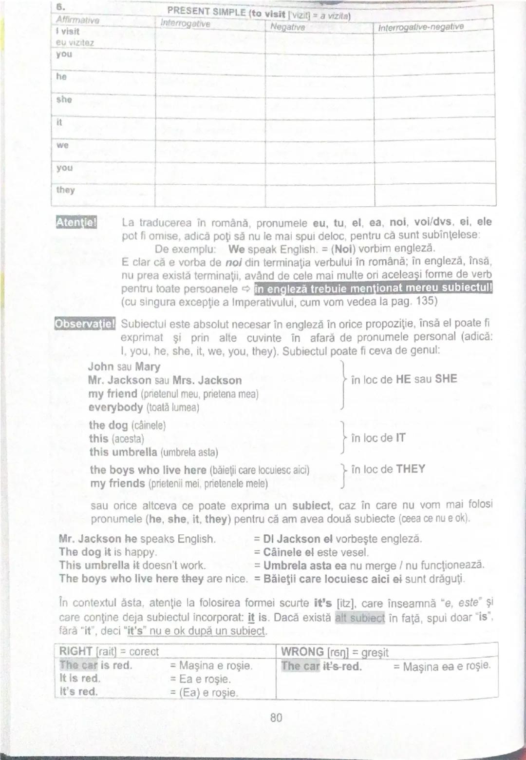 # PRESENT SIMPLE
[prezent simplu]

1. Ca structură, Present Simple se construiește din prima formă a verbului, fără AUXILIAR, având terminaț