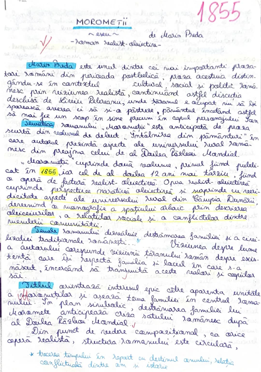 # Marometi

- raman pastlelic-

de Marin Preda

- roman realist- oleiectire-

PERSONAJE:

- Ilie Maromete un täran din satul Silistra - Gume