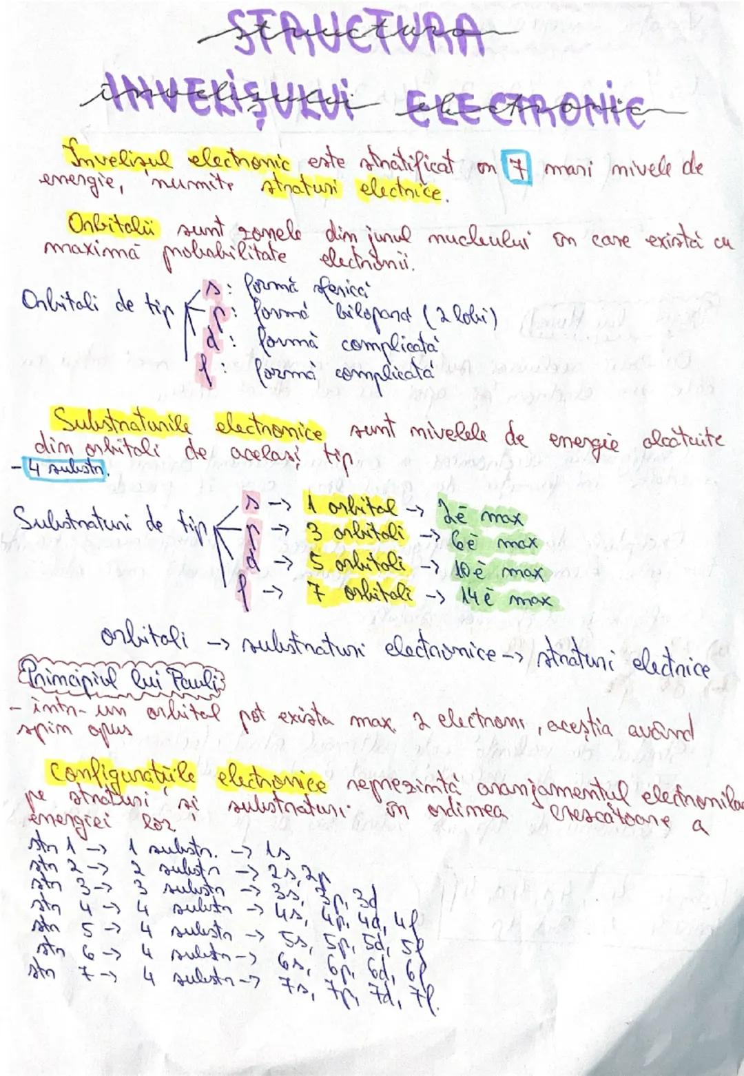 --- OCR Start ---
STRUCTURA
INVERİŞUKUI ELECTRONIE
Invelizul electronic este stratificat on 7 mari mivele de
energie, 'numite straturi elect