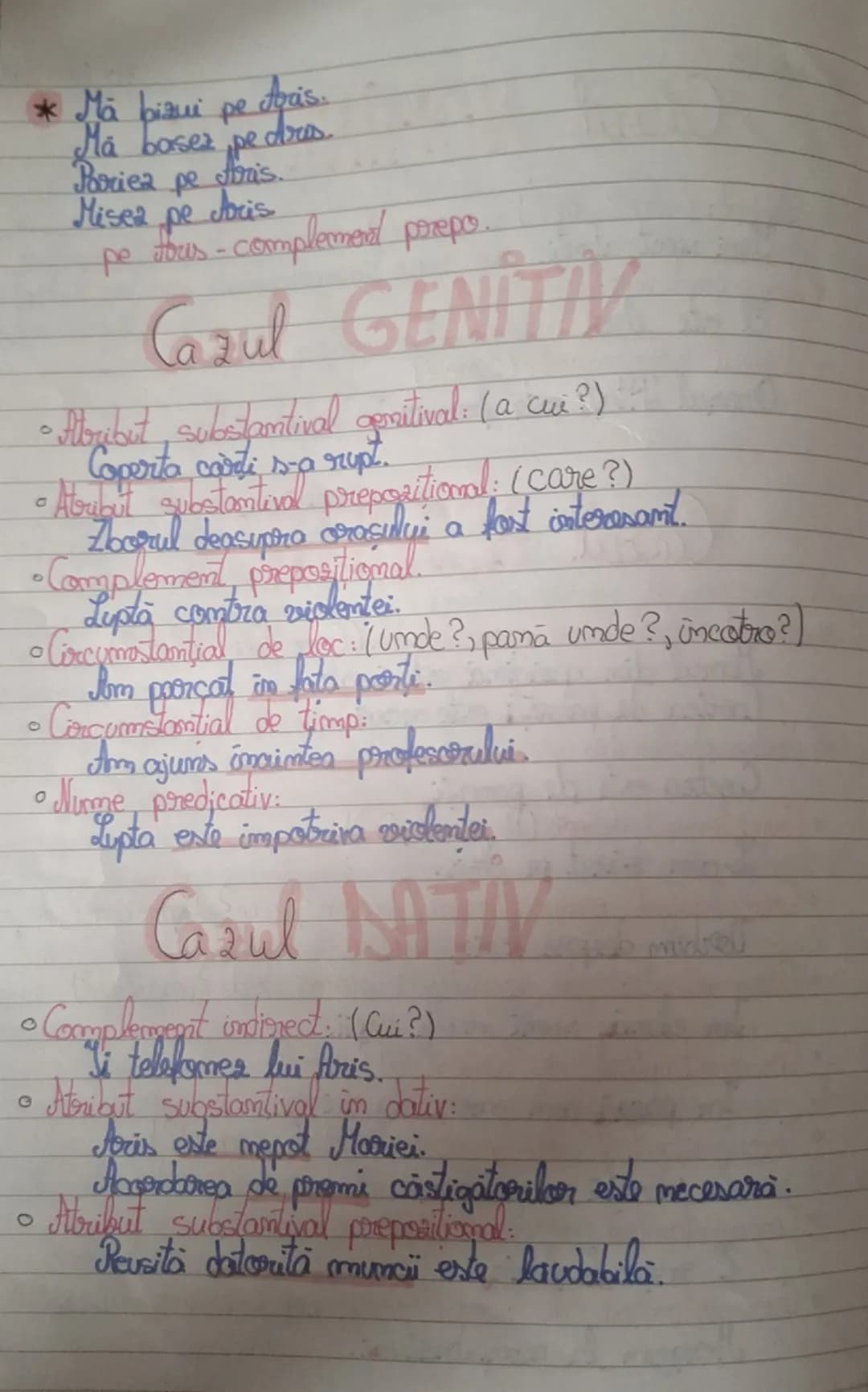 --- OCR Start ---
Cazul NOMINATIV
Subject: (cine?, ce?)
Elevi sunt atenți.
Nume predicativ:
El este elev.
Atribut substantival: (care?)
Oras