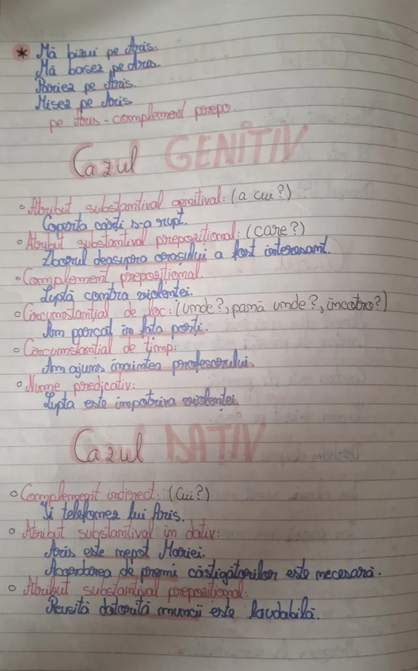 --- OCR Start ---
Cazul NOMINATIV
Subject: (cine?, ce?)
Elevi sunt atenți.
Nume predicativ:
El este elev.
Atribut substantival: (care?)
Oras