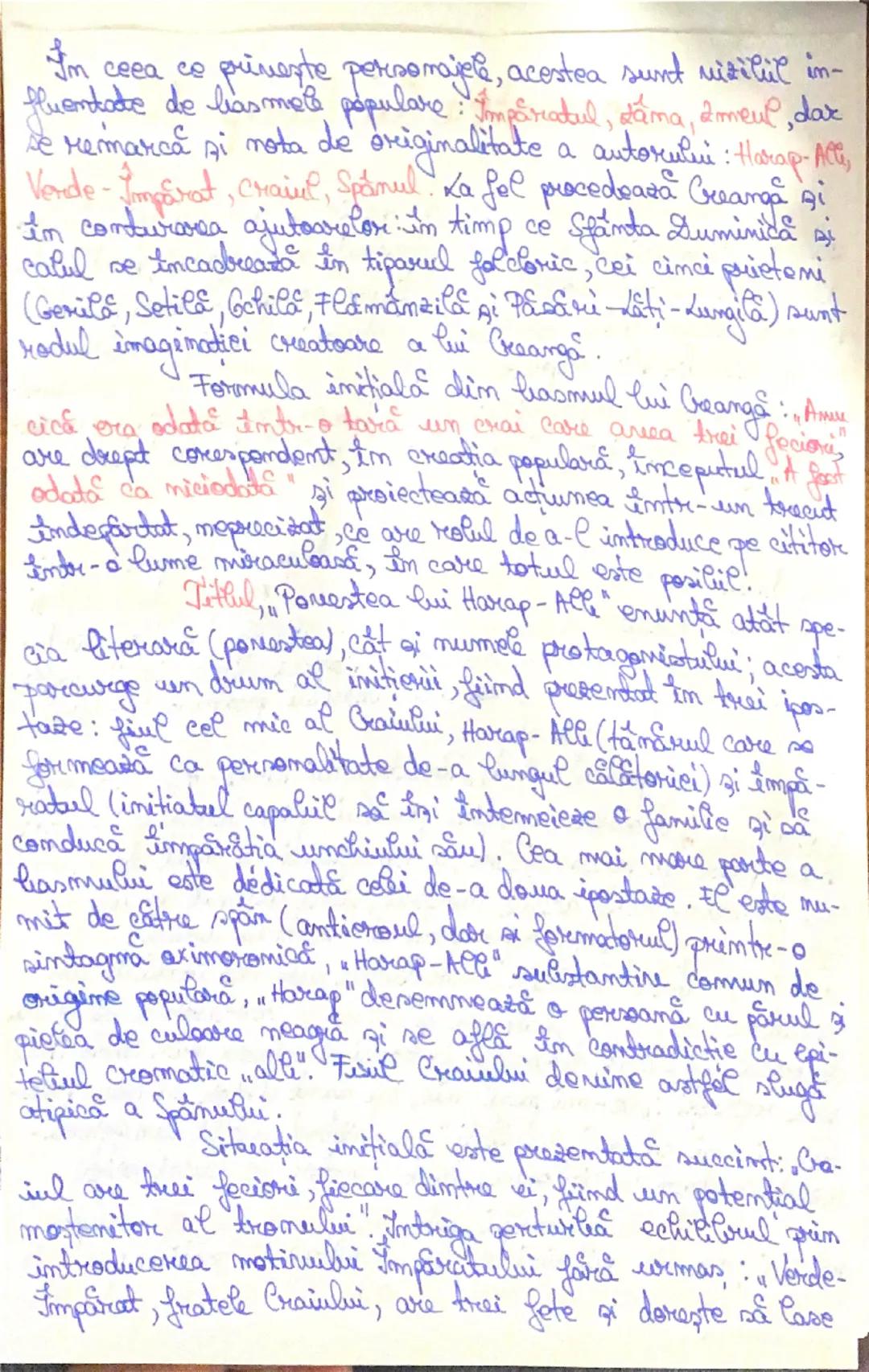 --- OCR Start ---
C
Poreestea lui Harap-Alle
0
Basmul cult este o specie a genului epic, în
preo-
za, de dimensiuni medii, cu personaje nume