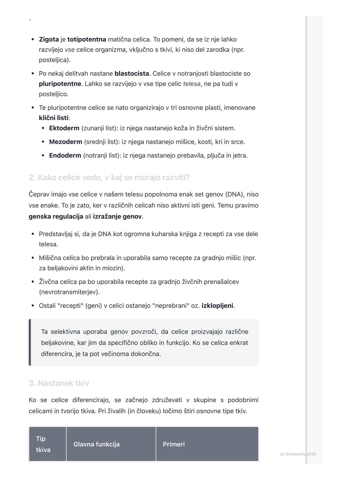 # Diferenciacija celic in
nastanek tkiv

Uvod v diferenciacijo celic

Vsi kompleksni, večcelični organizmi, kot smo ljudje, se začnemo kot e