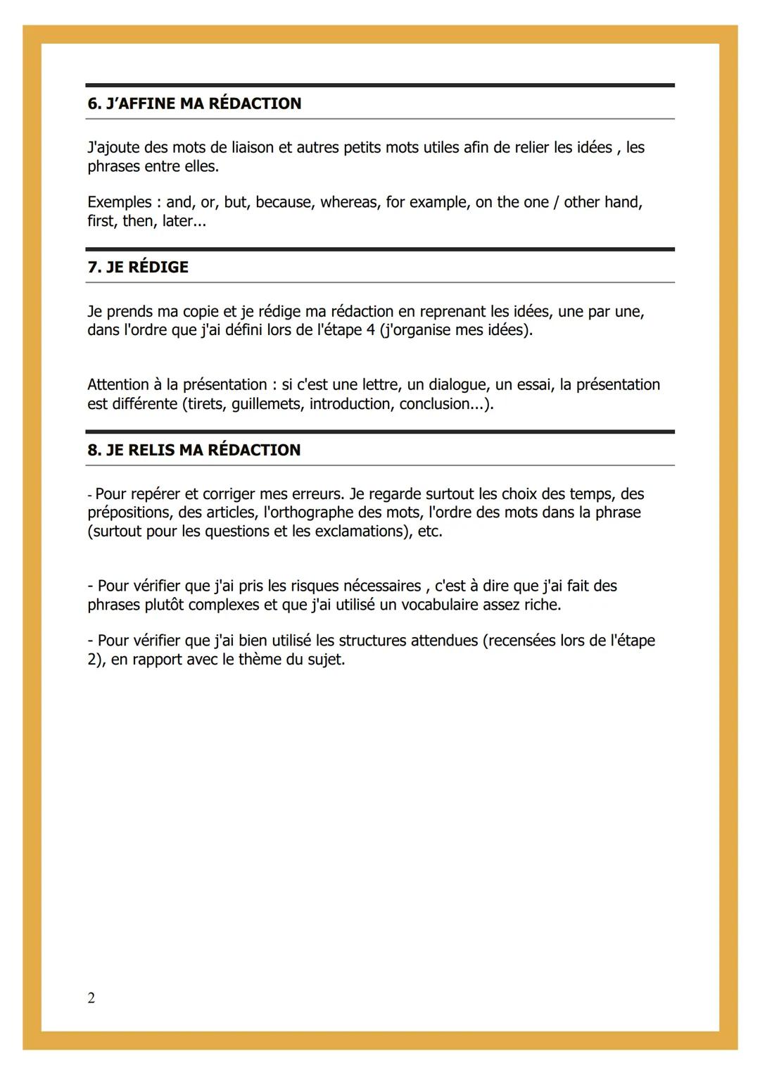 # EXPRESSION ÉCRITE

1. J'ANALYSE LE SUJET

Il faut se poser les questions: Que me demande-t-on? De qui, de quoi dois-je parler
? Dois-je do