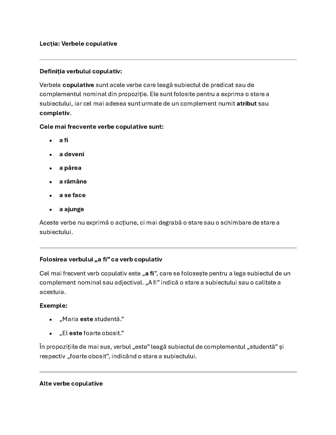 Verbele copulative