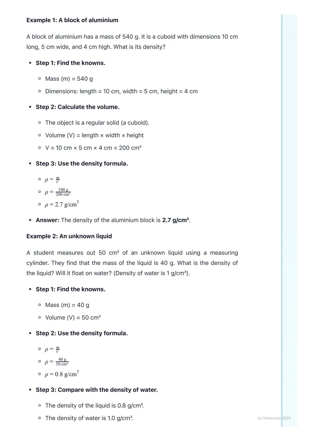 # Density

## What is density?

Density is a measure of how much "stuff" (mass) is packed into a certain
amount of space (volume). If you ha