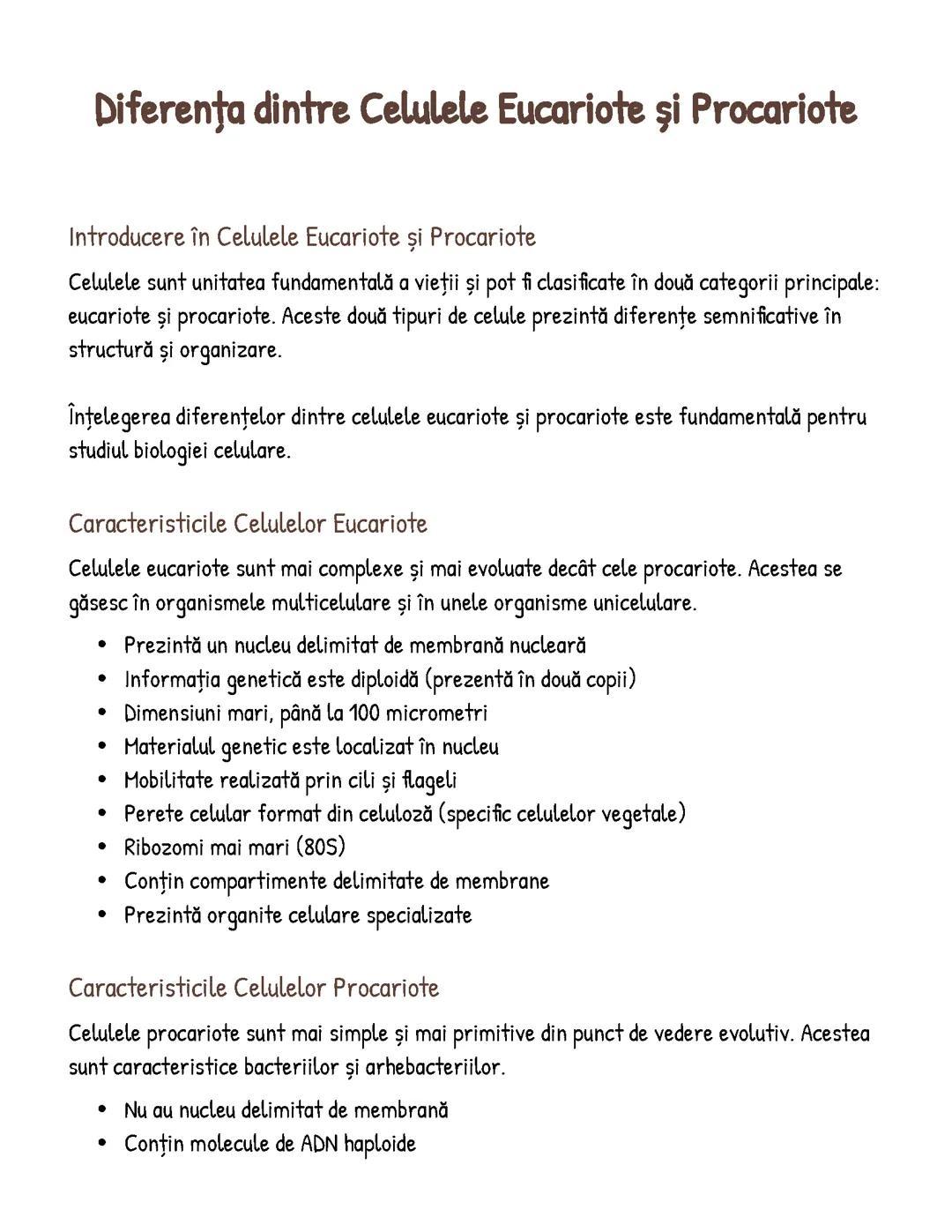 Diferența dintre Celulele Eucariote și Procariote