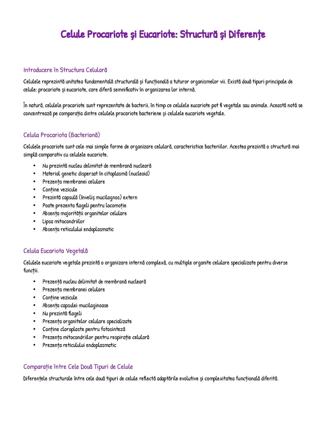 Celule Procariote și Eucariote: Structură și Diferențe