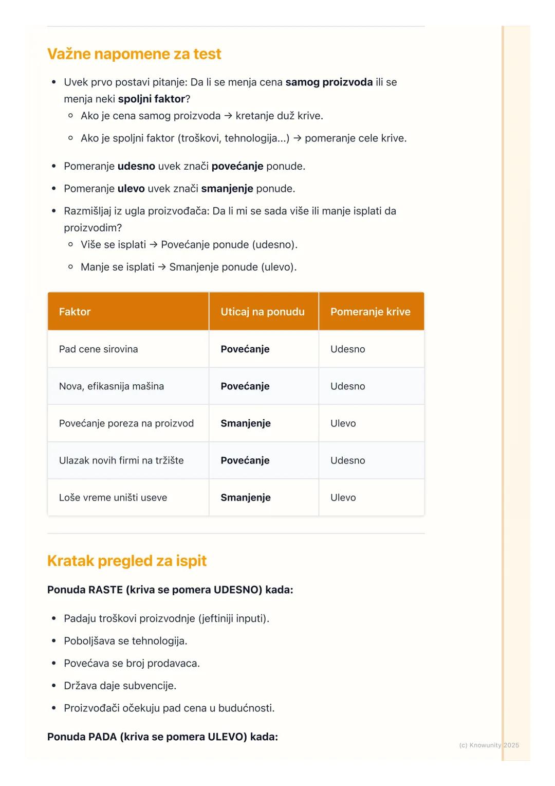 # Faktori koji utiču na promenu
ponude

Uvod u promenu ponude

Ponuda predstavlja količinu dobara koju su proizvođači spremni da prodaju po

