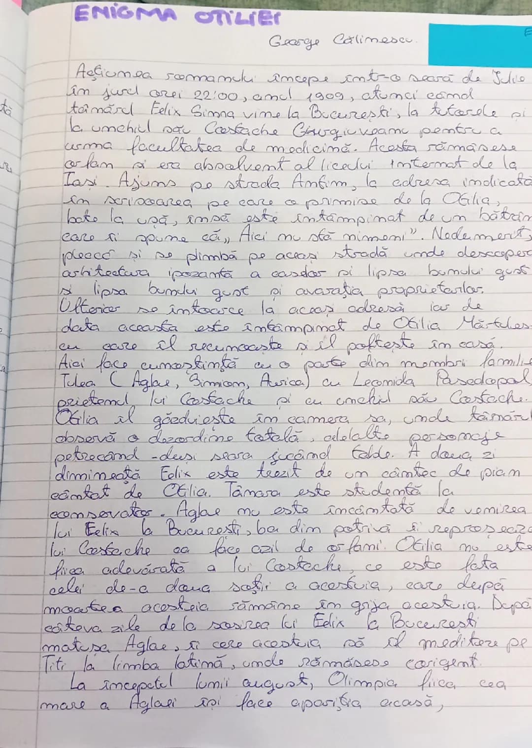 Enigma Otiliei, de George Călinescu