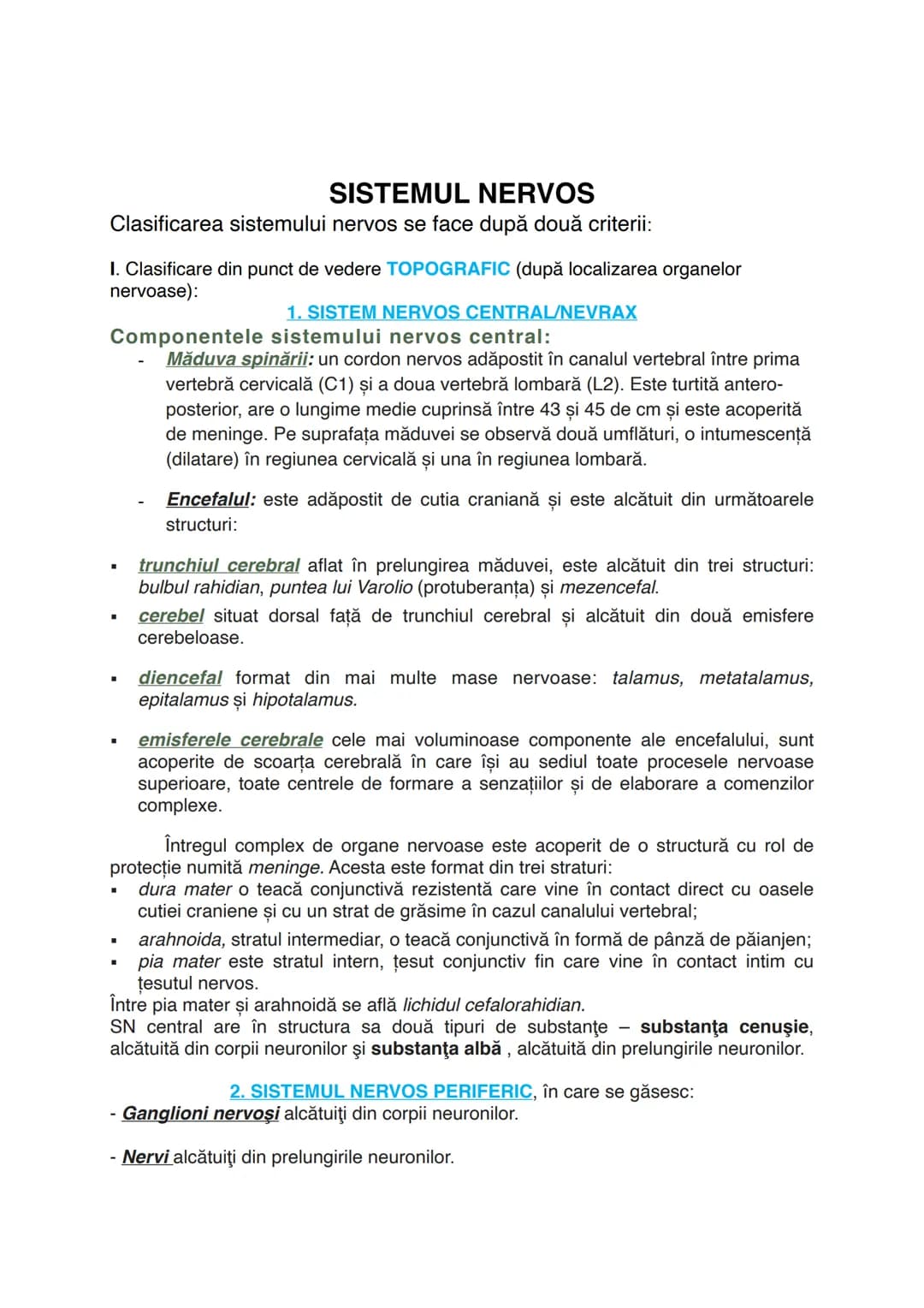 # Sistemul nervos
Este alcătuit din totalitatea organelor care integrează și
procesează informațiile venite din mediu.
Sistemul nervos are l
