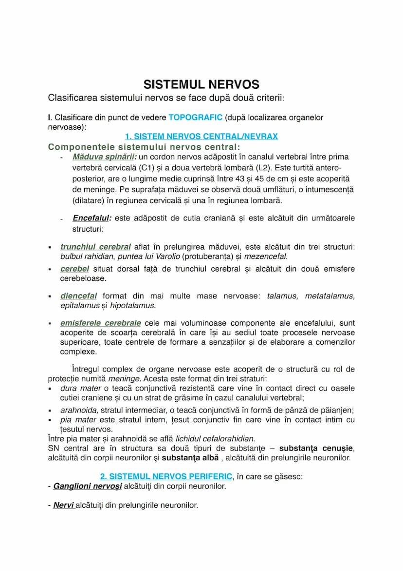# Sistemul nervos
Este alcătuit din totalitatea organelor care integrează și
procesează informațiile venite din mediu.
Sistemul nervos are l
