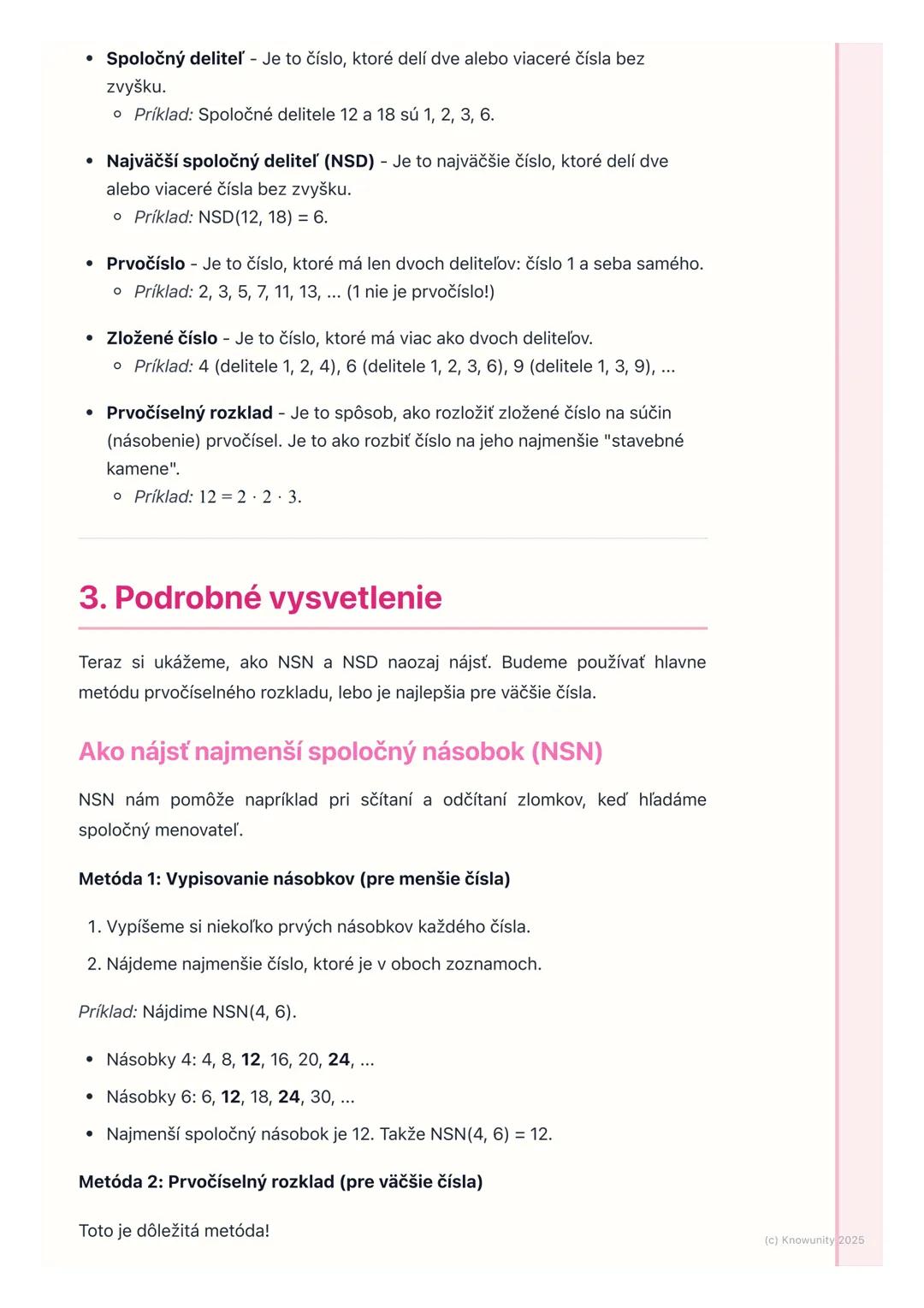 # Najmenší spoločný násobok a
# Najväčší spoločný deliteľ

1. Úvod do najmenšieho spoločného
násobku a najväčšieho spoločného
deliteľa

Ahoj