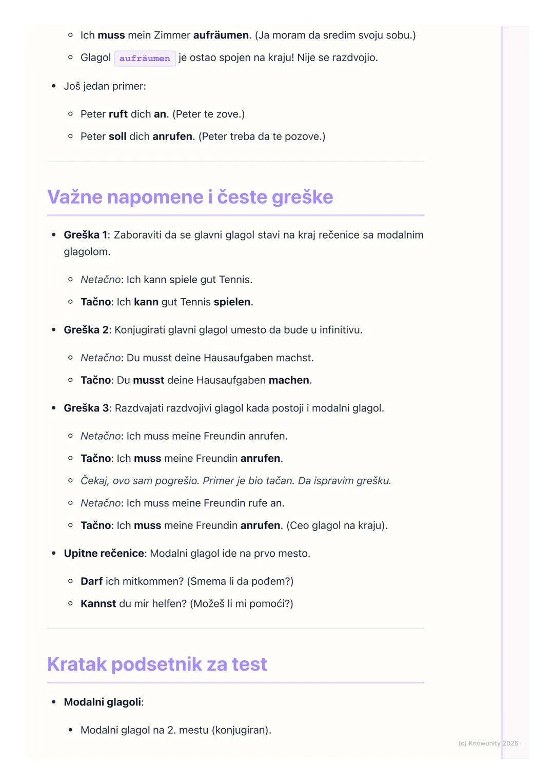 # Gramatika: Modalni glagoli
(können, müssen, dürfen,
sollen), razdvojivi glagoli

Uvod u modalne i razdvojive glagole

Ovo je važno za građ
