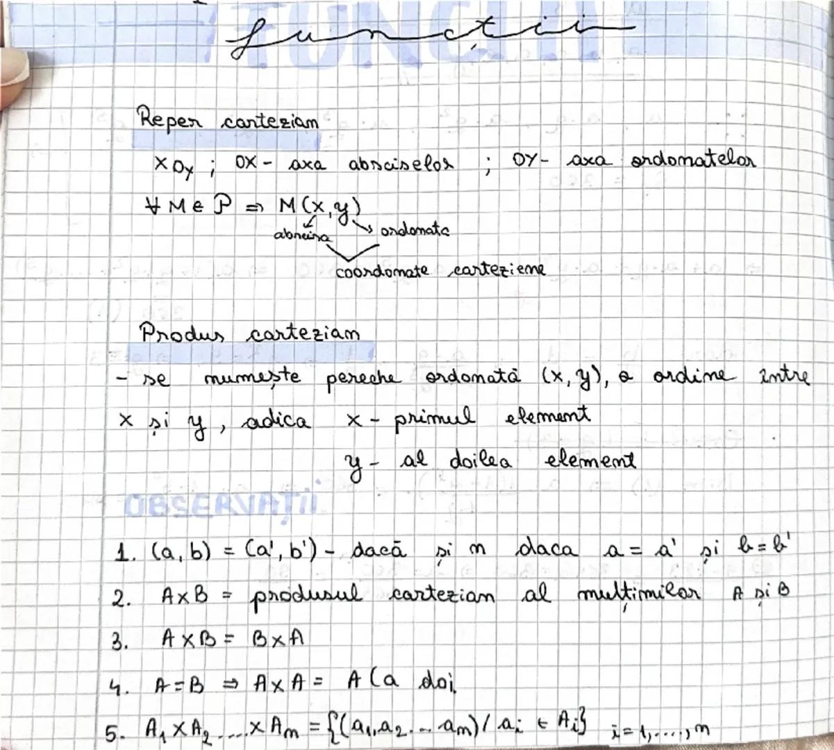 # functi

Reper cartezian

XDy; OX - axa absciselor; DY- axa ordonatelor

#MeP
M(x,y)

abneina
ondonata

coordonate cartezieme

Produs carte