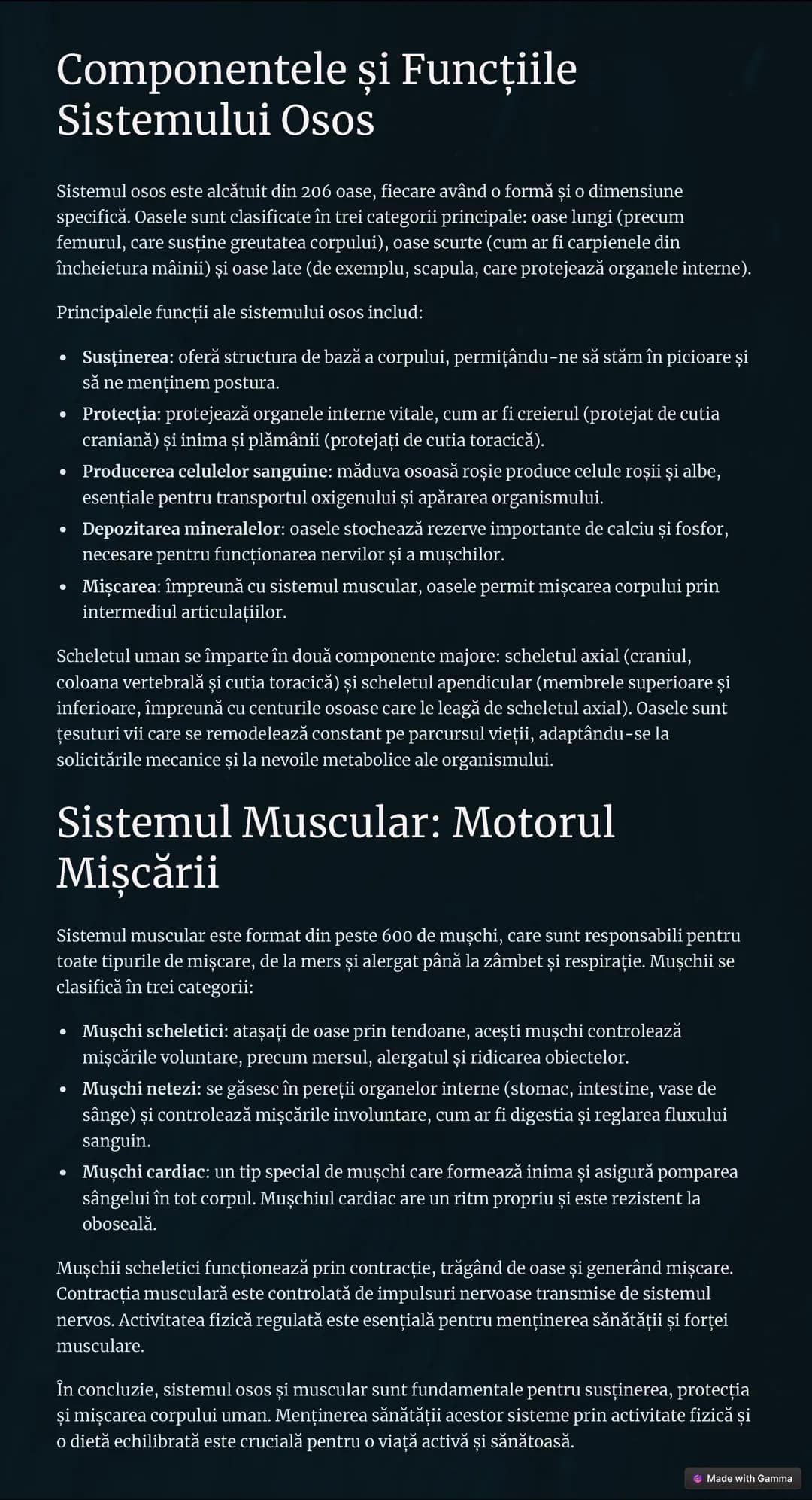 Sistemul osos și muscular