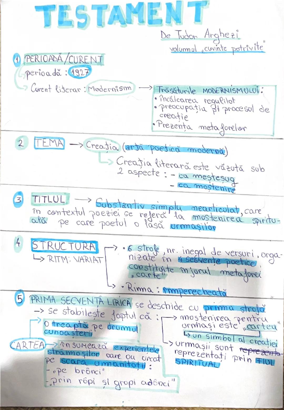 Eseu Bac: Testament de Tudor Arghezi