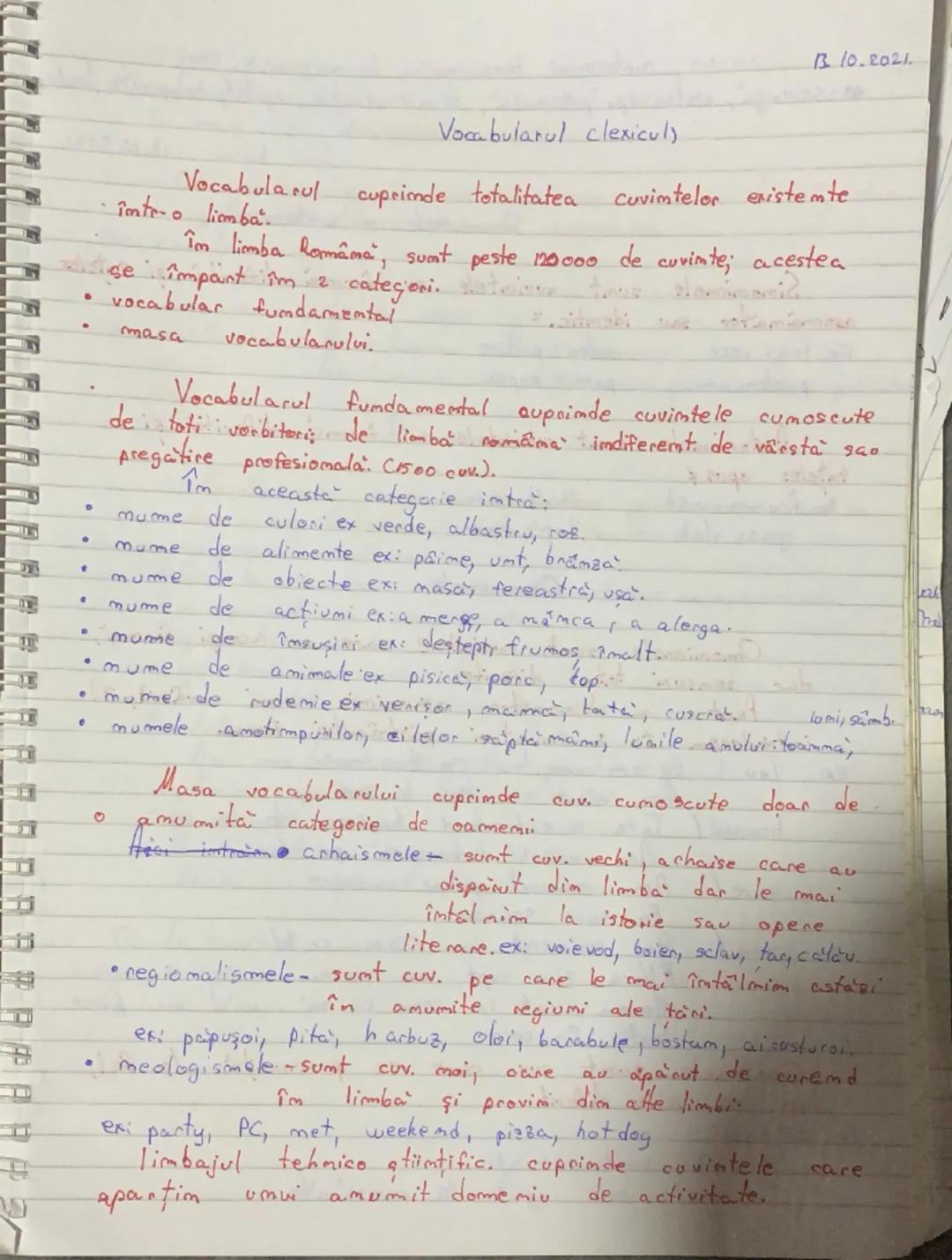 # 8.10.2021

# Vocabularul lexicul)

# Vocabularul cuprinde totalitatea cuvintelor existente într-o limbă.
- În limba română, sunt peste 120