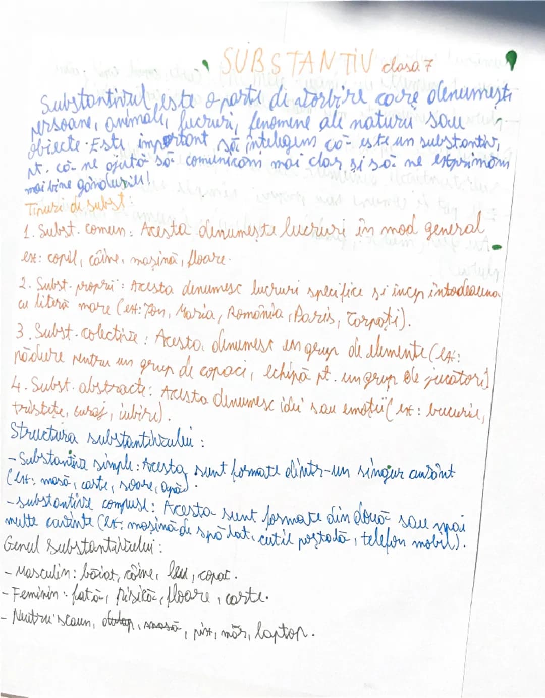 # SUBSTANTIV clasa 7
Substantivul este o parte de vorbire care denumește persoane, animale, lucruri, fenomene ale naturii sau obiecte. Este 
