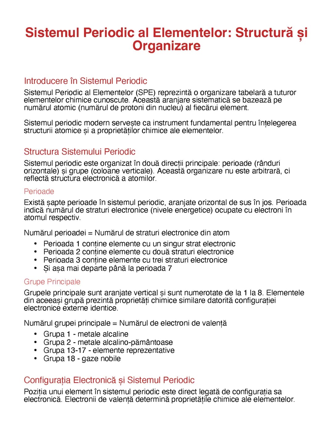 Sistemul Periodic al Elementelor: Structură și Organizare