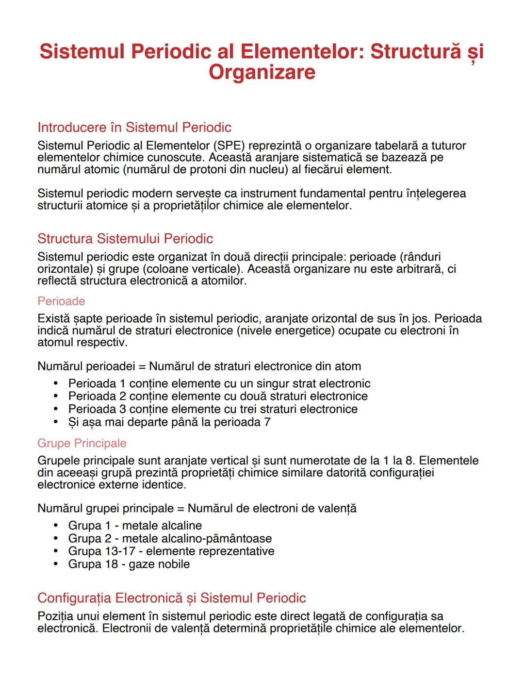 # Sistemul Periodic al Elementelor: Structură și
Organizare

# Introducere în Sistemul Periodic
Sistemul Periodic al Elementelor (SPE) repre