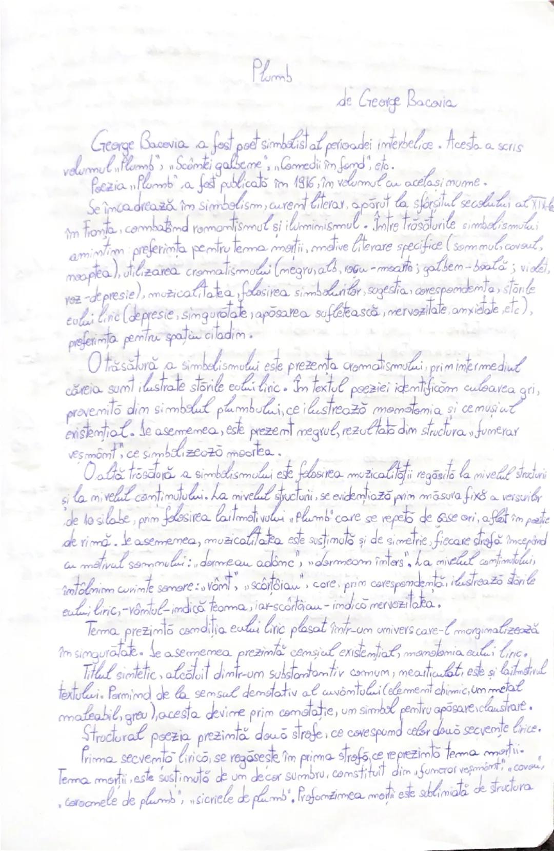 # Plumb

de George Bacovia

George Bacovia a fost poet simbolist al perioadei interbelice. Acesta a scris volumul "Plumb", "Scîntei galbene"