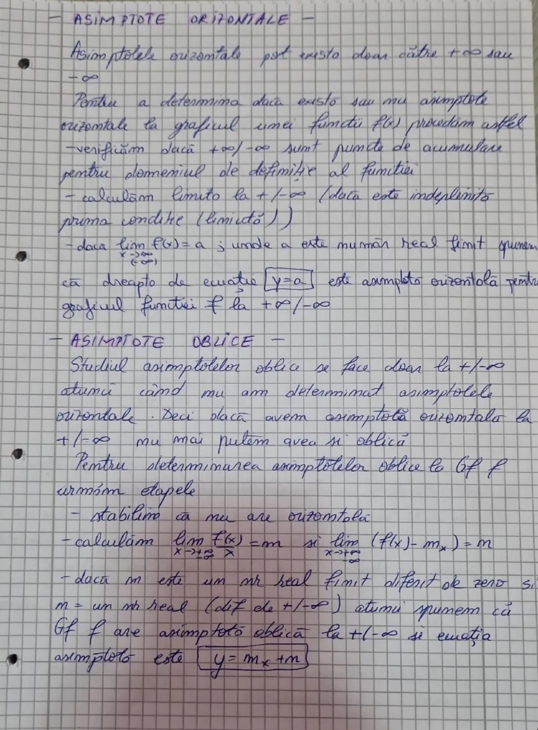 ## Asimptole
Din p.d.v. al reprezentării grafice spunem că o dreaptă este asimptotă pt. graficul unei funcții dacă graficul funcției se apro
