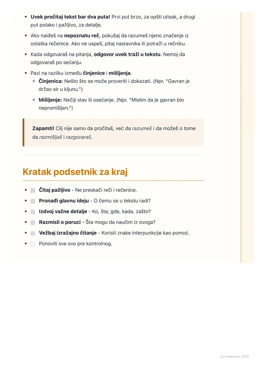 # Čitanje i razumevanje

## Uvod u čitanje i razumevanje

Čitanje sa razumevanjem nije samo prepoznavanje slova i reči. To znači da
stvarno 