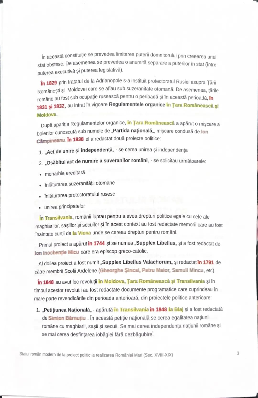 # Statul român modern de la
proiect politic la realizarea
României Mari (Sec. XVIII-XIX)

# PROIECTE POLITICE ÎN SECOLUL XVIII ŞI
ÎN PRIMA J