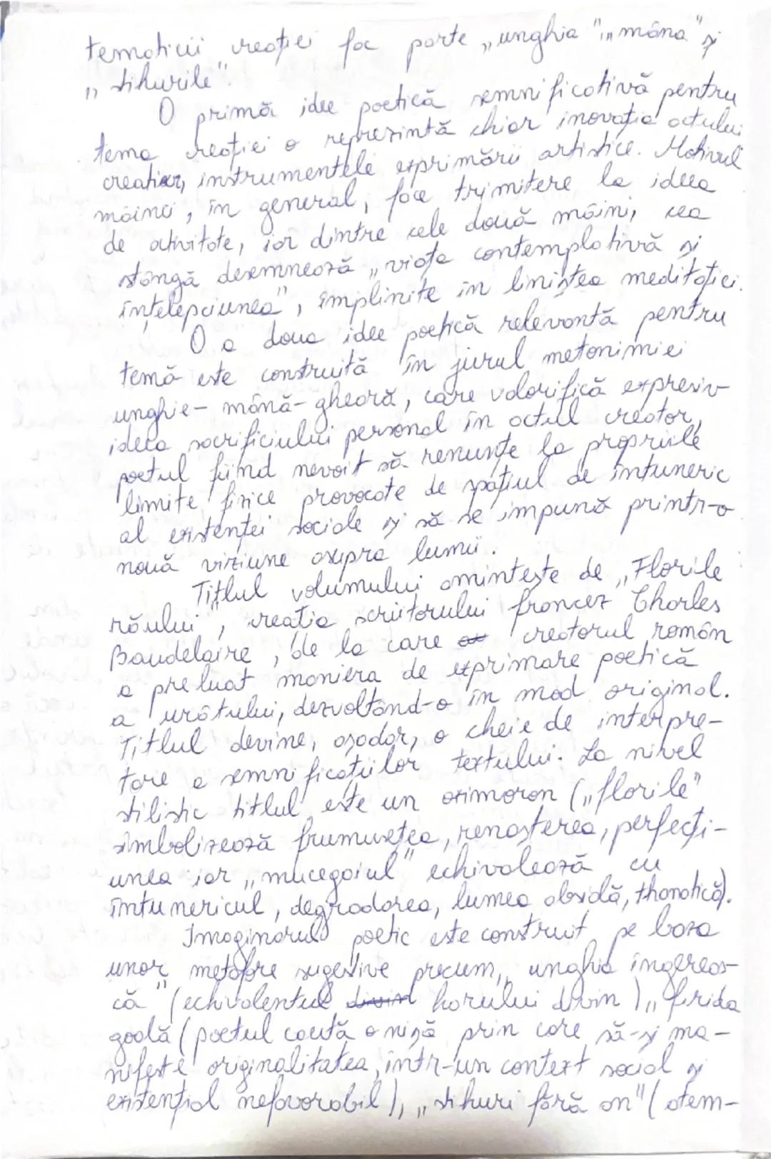 Particularitatile textului poetic
modernist ",Flori de mucigai"
Modernismul poetic se caracterizează printr-
o varietate de trăsături și sil