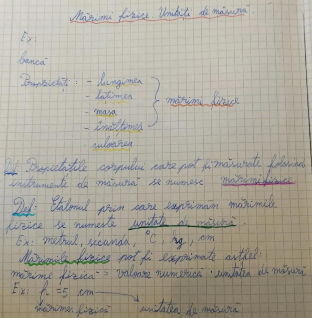 --- OCR Start ---
t_{x}
blanca
Proprietati
Marimi fizice. Unitati de măsură.
1
lungimea
latimea
masa
- inaltimea
culoarea
marimi fizice
2. P