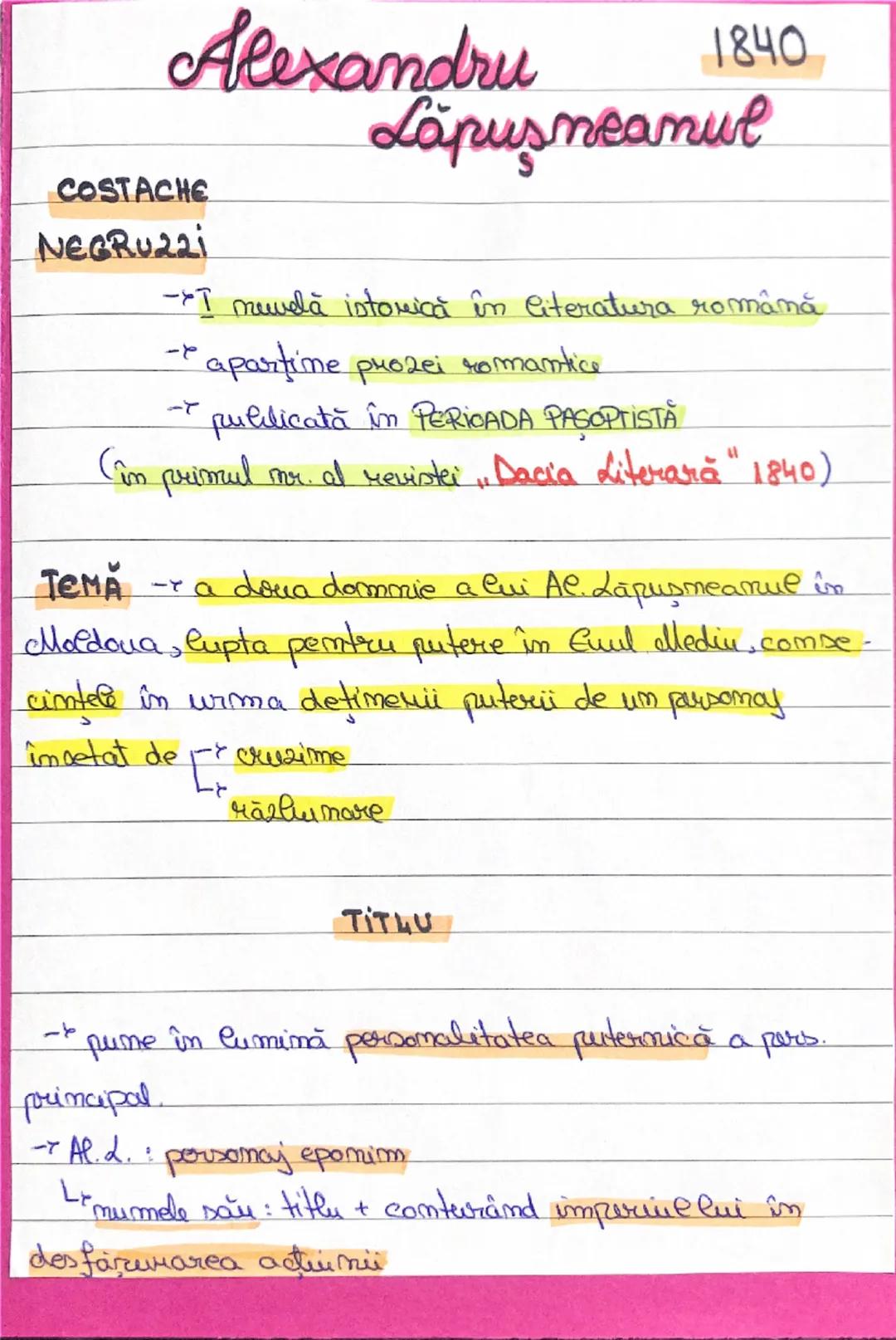 Alexandru Lăpușneanul - Analiză și Sinteză Simplă