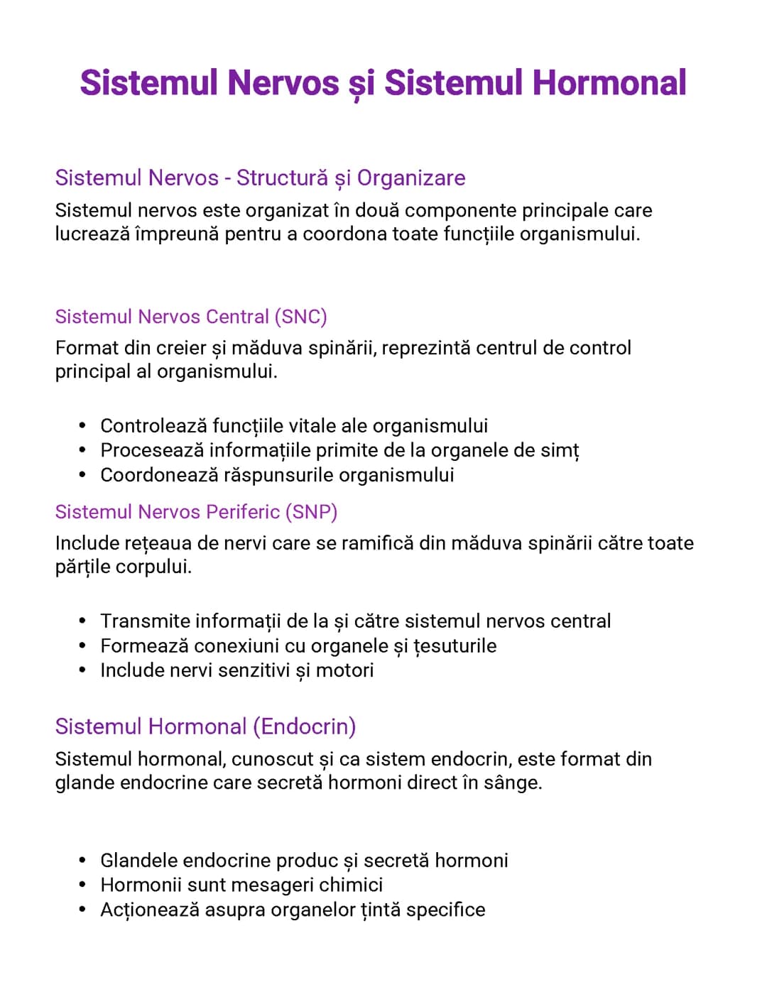 Sistemul Nervos și Sistemul Hormonal