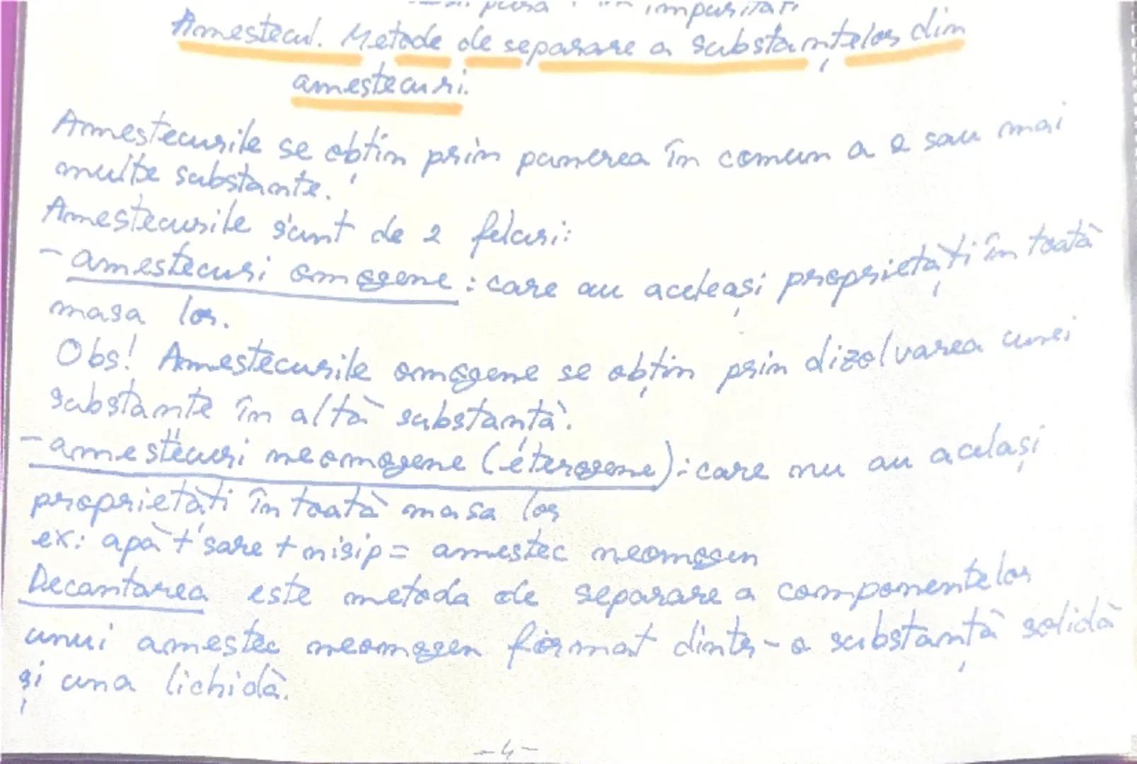 pera

impuritati
Amestecul. Metode de separare a substantelos dim
amestecuri.

Amestecurile se obtin prim pamerea în comuna e sau mai
multe 