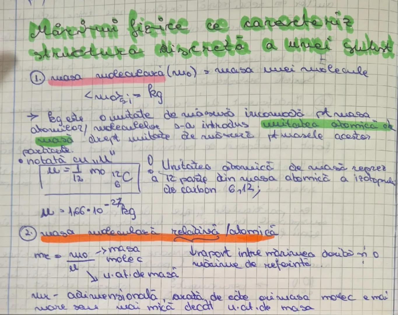 # Mărkırni fizice ca caracteriz

structura discretă a unei sulent

1. 2020

moleacara (mo) = masa vrei molecule

<ruosi kg

→ leg este o wit