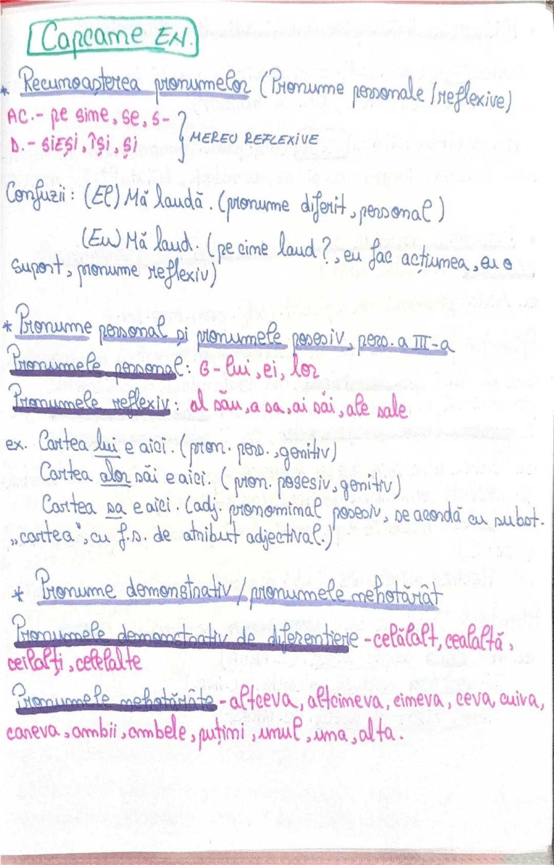 [Capcame EN.
* Recunoasterea pronumelor (Bronume personale (reflexive)
AC.- pe sime, se, s-
}
MEREO REFLEXIVE
D.- sieși, își, și
Confuzii : 