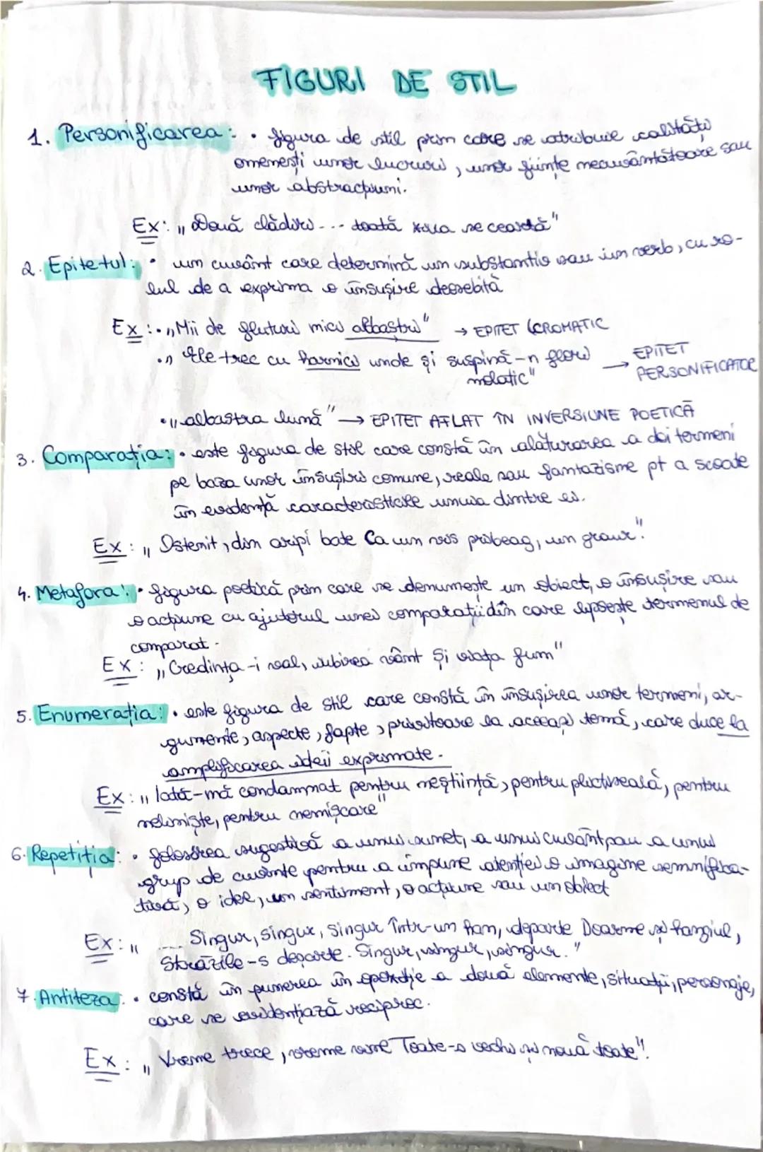 # FIGURI DE STIL

1. Personificarea figura de stil prin care se atribuie calitate
omenesti unde lucrow, und fiinte meawântătoare sau
unor ab