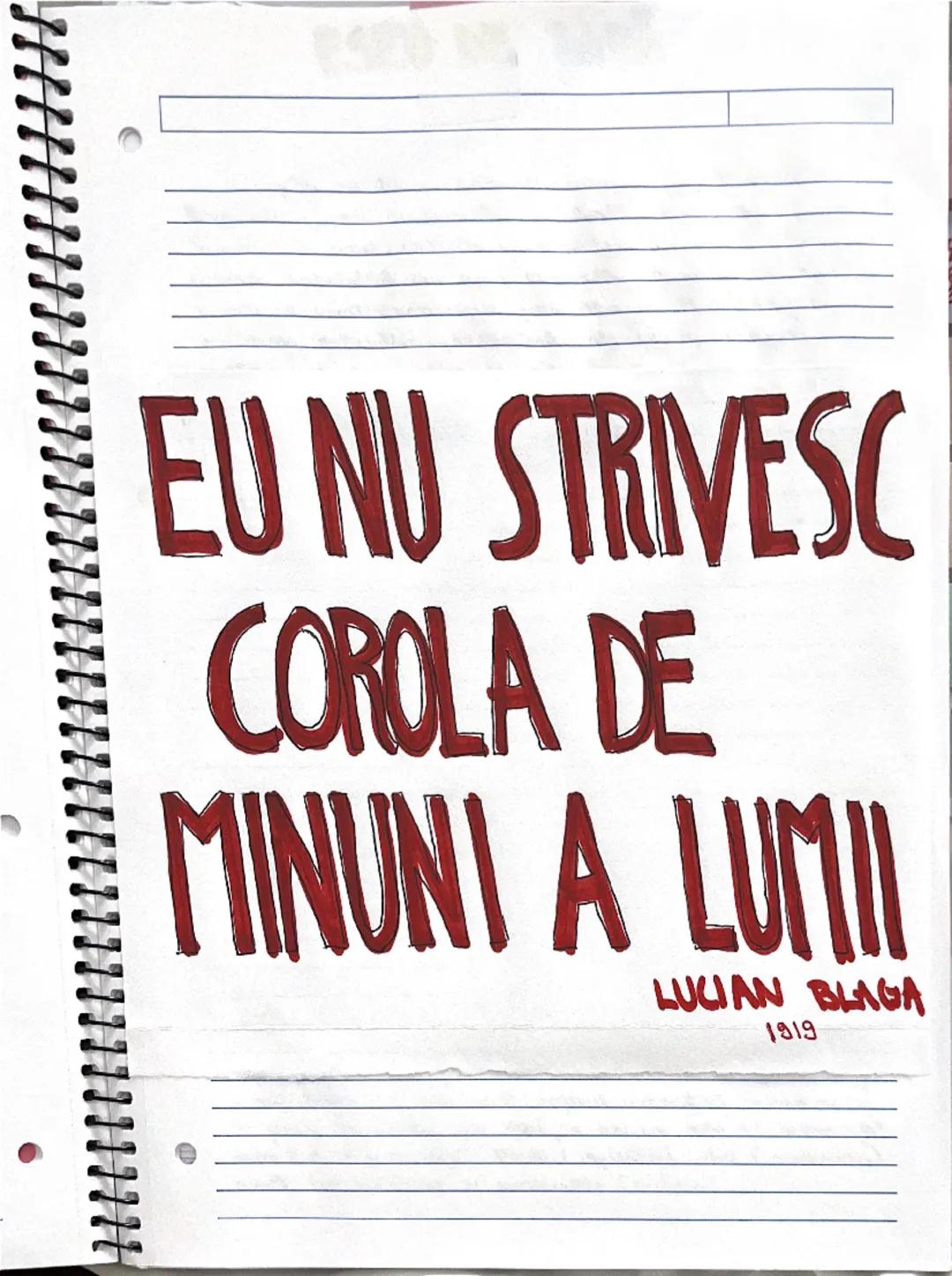 EU NU STRIVESC
COROLA DE
MINUNI A LUMII
LUCIAN BLAGA
1919 # ESEU DE BAZĂ

Lucian

Blog - "Eu nu strivesc vara de minimul a lumii" de Lucian
