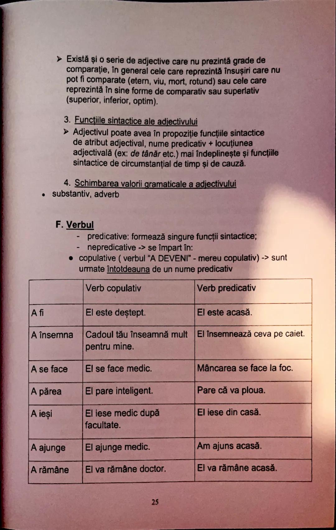 --- OCR Start ---
circumstanţial de loc/timp/mod/cauză/scop.
➤ (Valoare substantivală): atribut substantival (doar în
nominativ, fără prepoz
