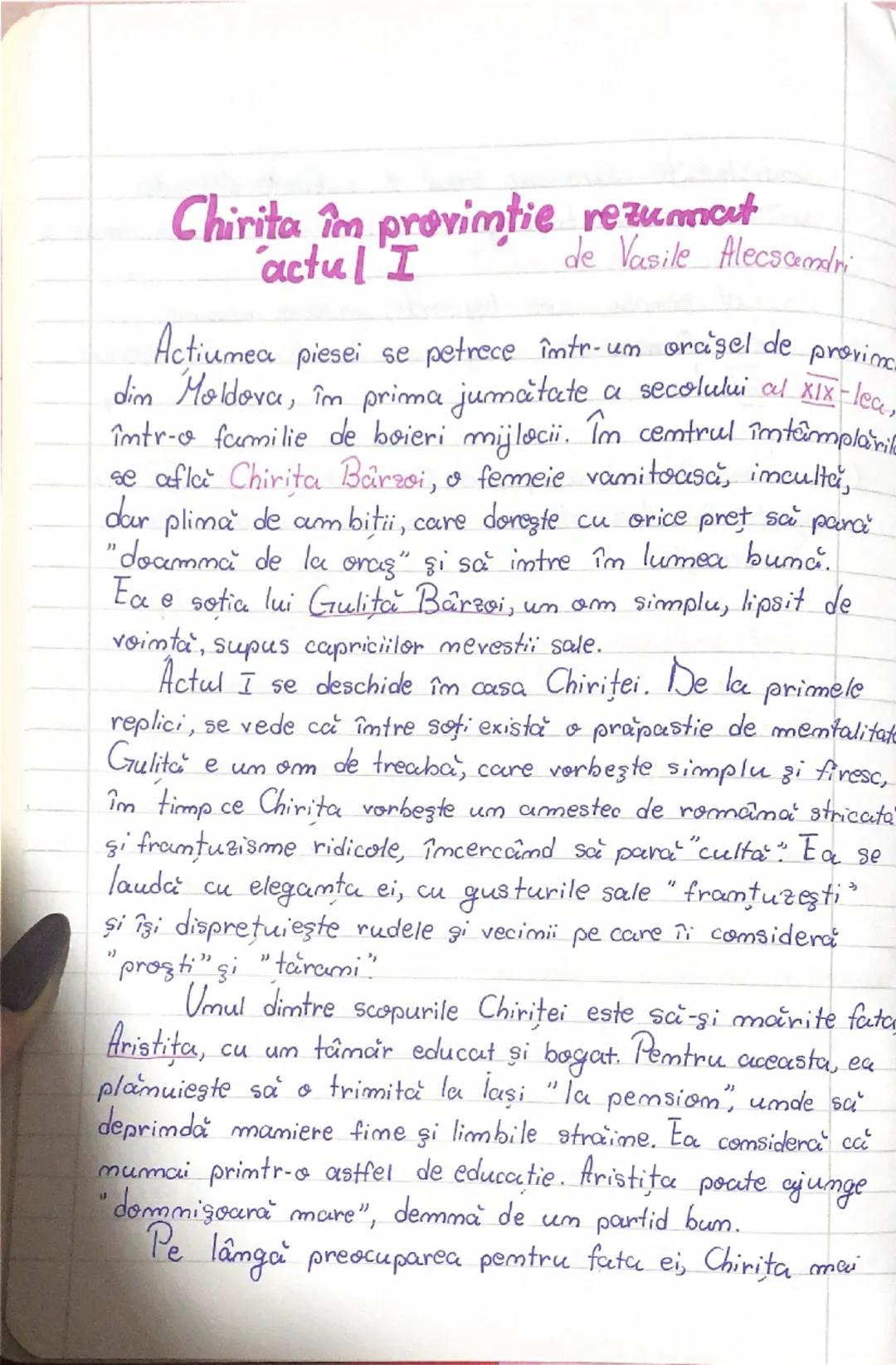Chirita îm provimtie rezumat
actul I
de Vasile Alecscemdri

Actiumea piesei se petrece într-um orcigel de provime
din Moldova, în prima jumă