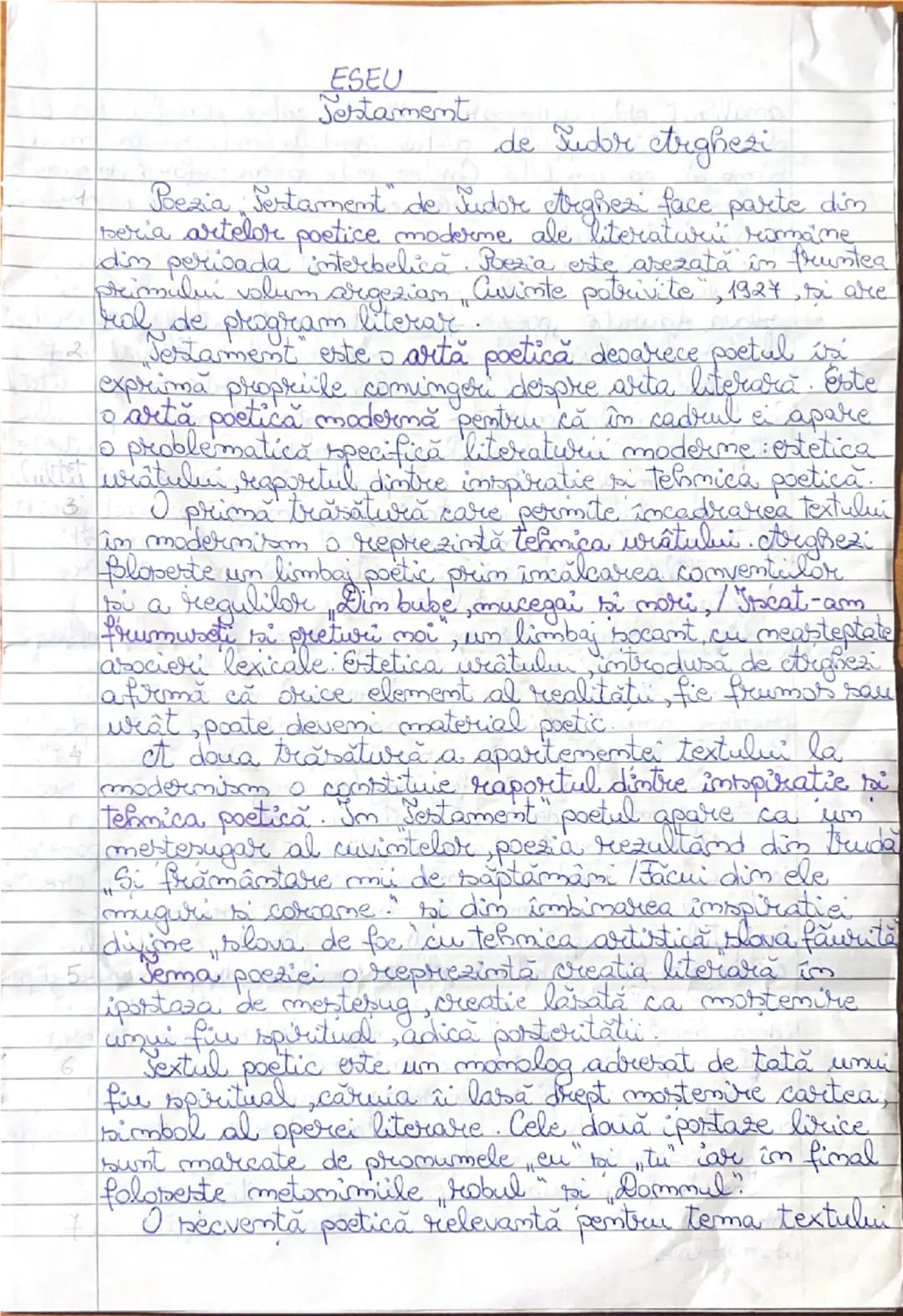 ESEU
Jestament
de Judr etrghezi

1. Poezia Sertament de Judor eteginezi face parte din
   peria artelor poetice moderne, ale literaturii rom