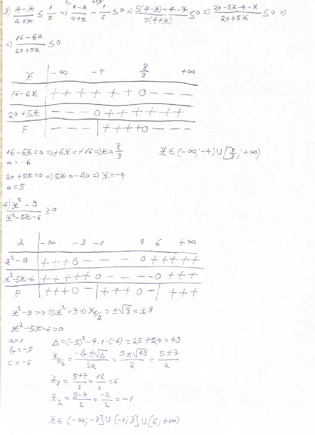 # INECUAŢII

1) $\frac{x+1}{2x-3} < 0$

| x | $-\infty$ | -1 | $\frac{3}{2}$ | $+\infty$ |
|---|---|---|---|---|
| $x+1$ | -- | 0 ++ |  |  |
