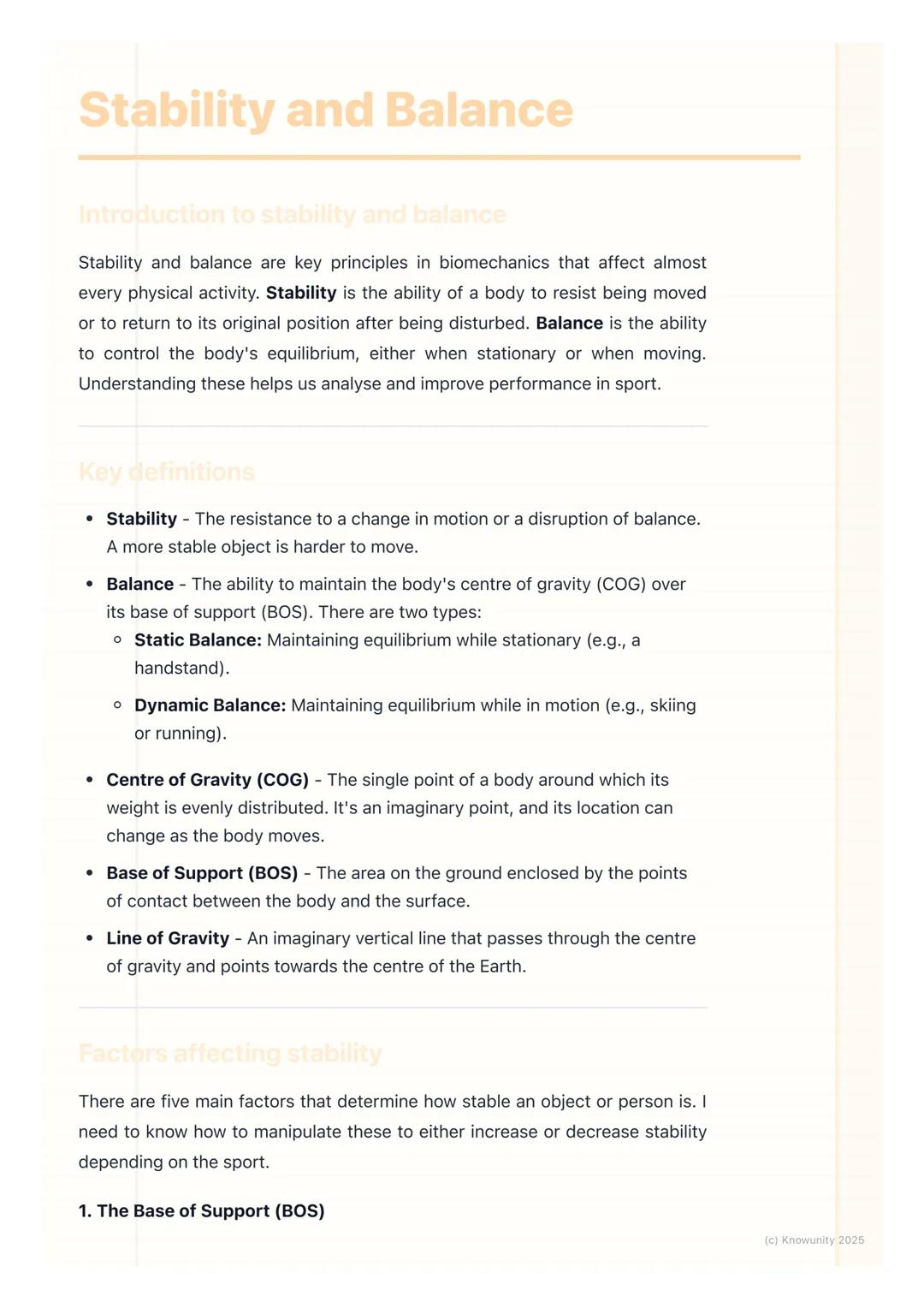 # Stability and Balance

Introduction to stability and balance

Stability and balance are key principles in biomechanics that affect almost
