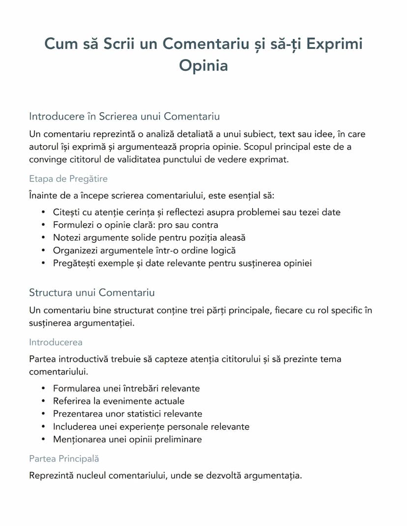 # Cum să Scrii un Comentariu și să-ți Exprimi
Opinia

Introducere în Scrierea unui Comentariu

Un comentariu reprezintă o analiză detaliată 