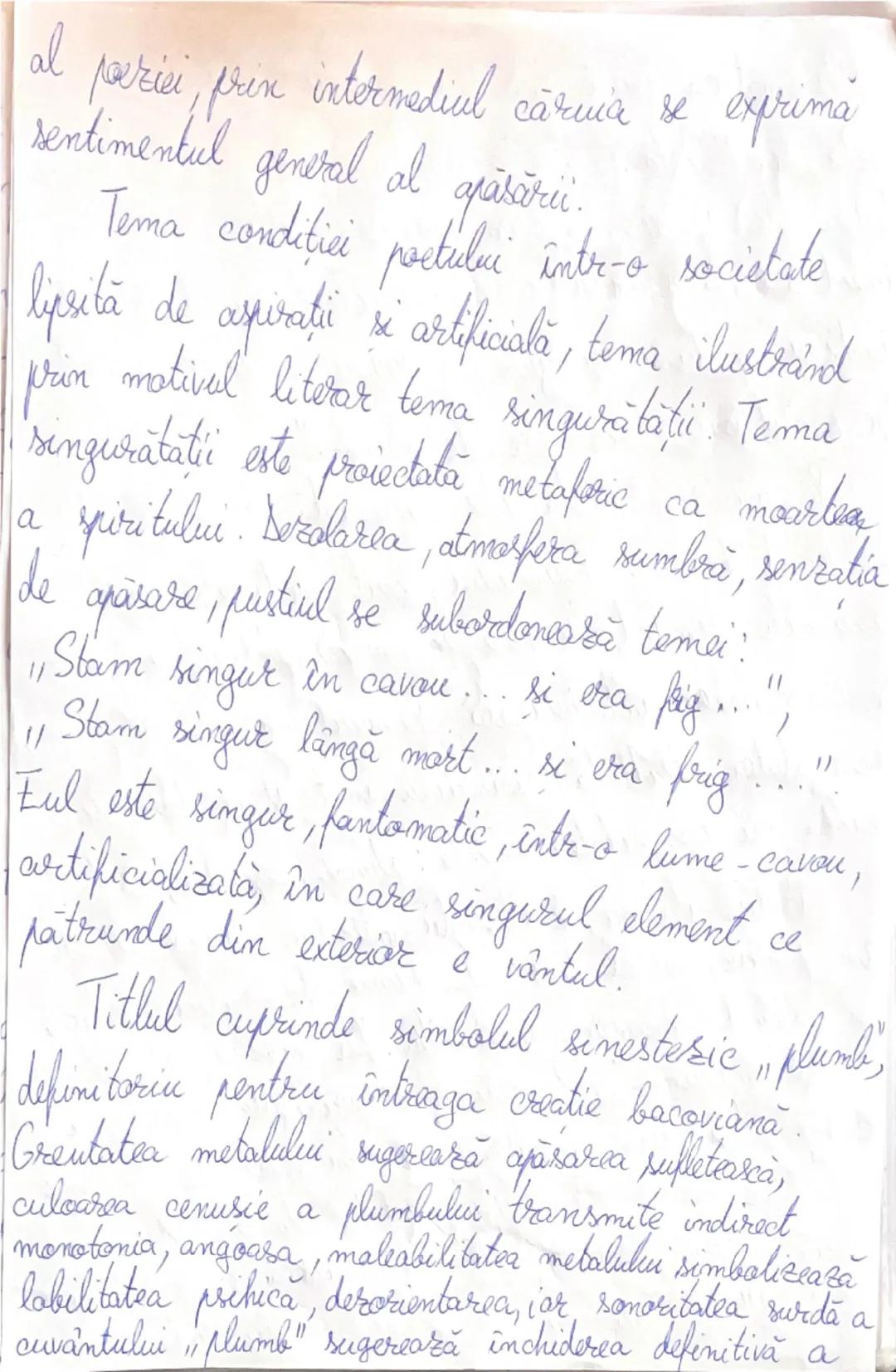 # Eseu Plumb de George Bacovia

George Bacovia este cel mai important si cel
mai original simbolist român, numele lui real fiind
Gheorghe Va