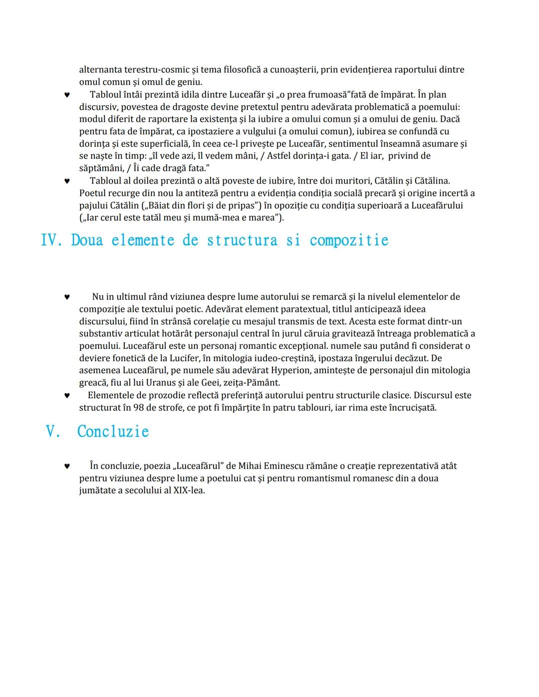 Romantismul
Luceafarul
Mihai Eminescu
I. Introducere
TT
Sfârşitul secolului al XVIII-lea este marcat în plan european de o serie de metamorf